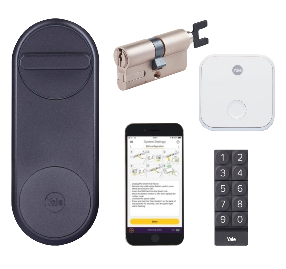 zamek Yale Linus Smart Lock ( czarny lub srebrny ) + regulowana wkładka + klawiatura +  możliwość zdalnego dostępu ( Connect Wi-Fi Bridge) 